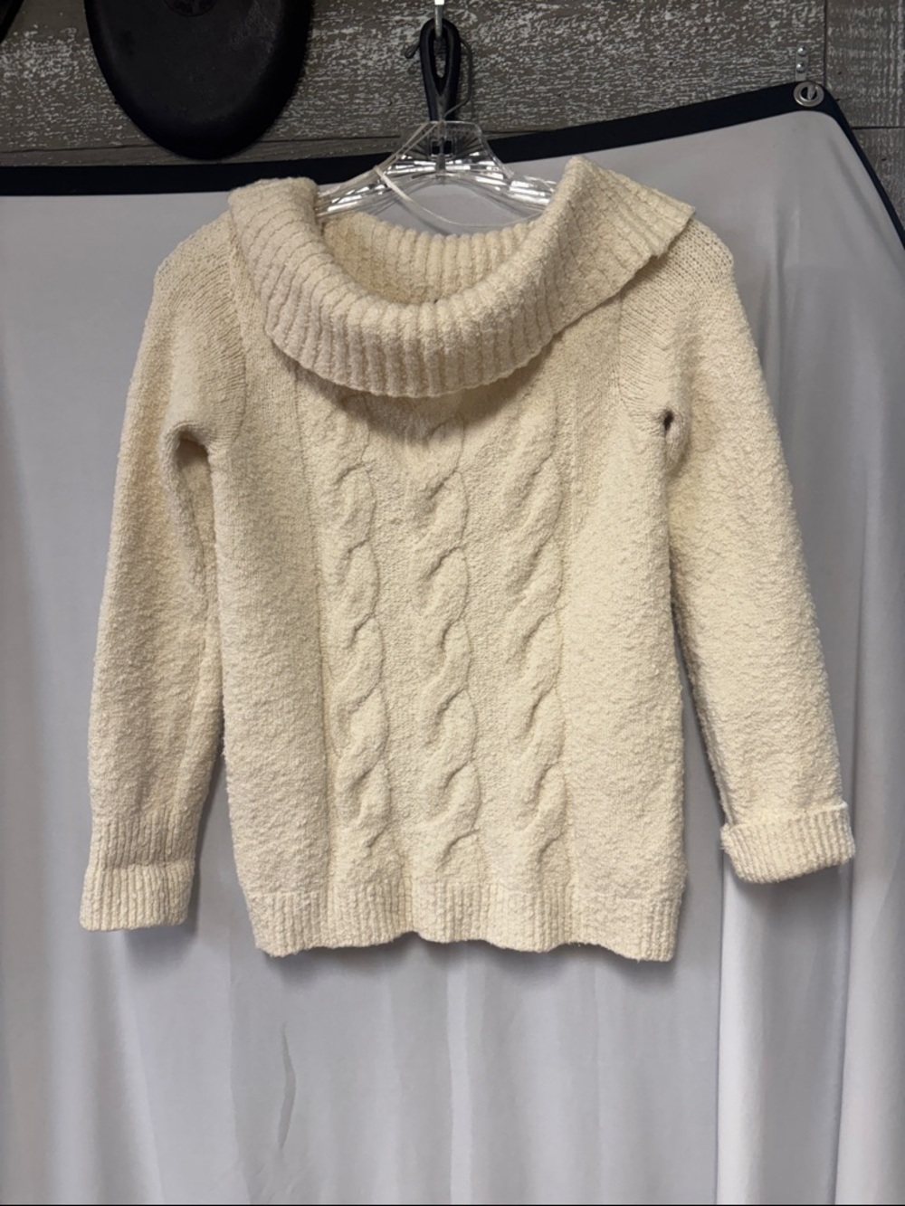 Free People Cream Cable Cowl-Neck Sweater